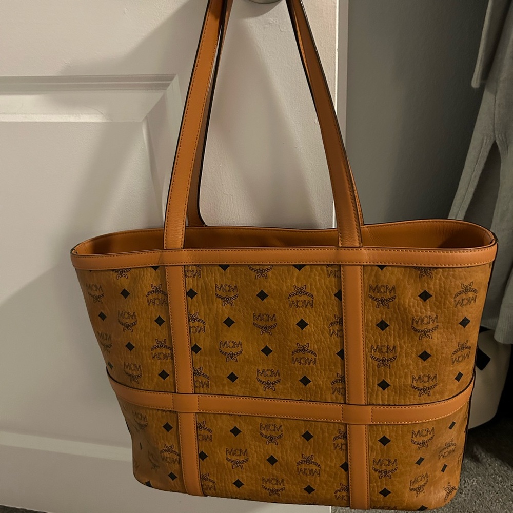 MCM Tan Leather Tote Bag